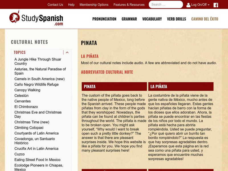 Study Spanish: La Pinata Website Study Spanish: La Pinata Website