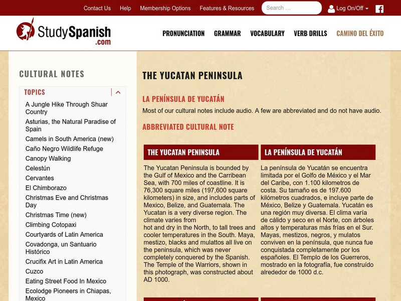Study Spanish: La Peninsula De Yucatan Unit Plan Study Spanish: La Peninsula De Yucatan Unit Plan