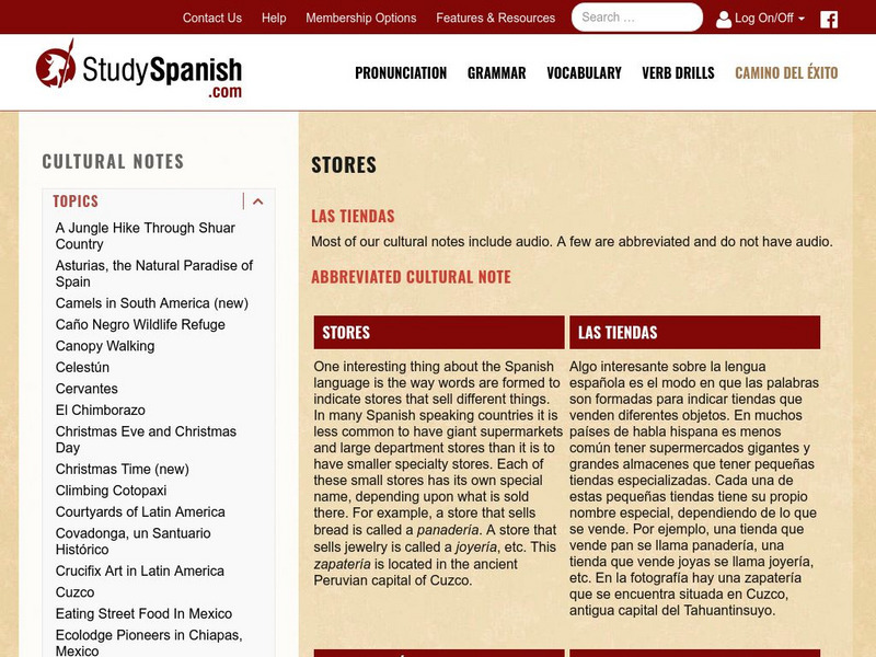 Study Spanish: Las Tiendas Activity Study Spanish: Las Tiendas Activity
