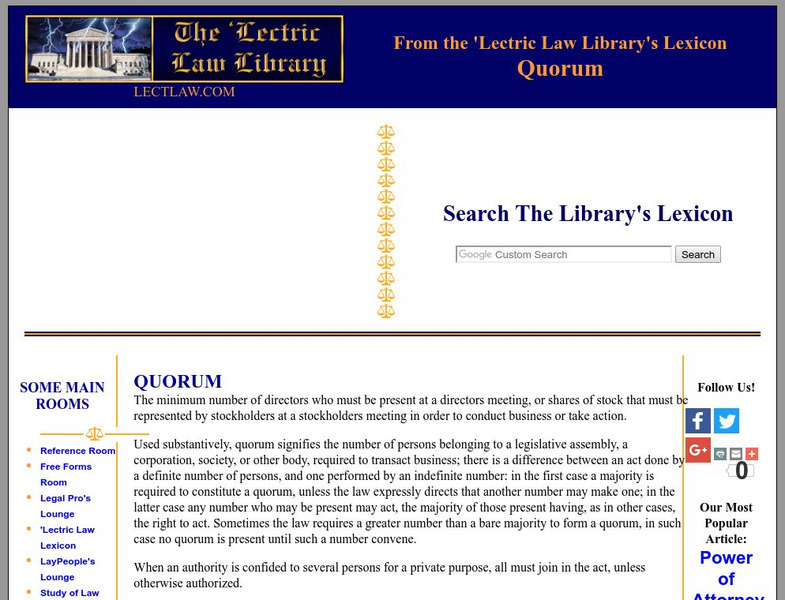 'Lectric Law Library: Quorum Handout 'Lectric Law Library: Quorum Handout