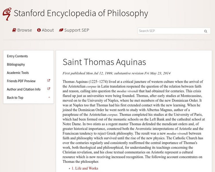 Saint Thomas Aquinas: Christian Philosophy Handout Saint Thomas Aquinas: Christian Philosophy Handout