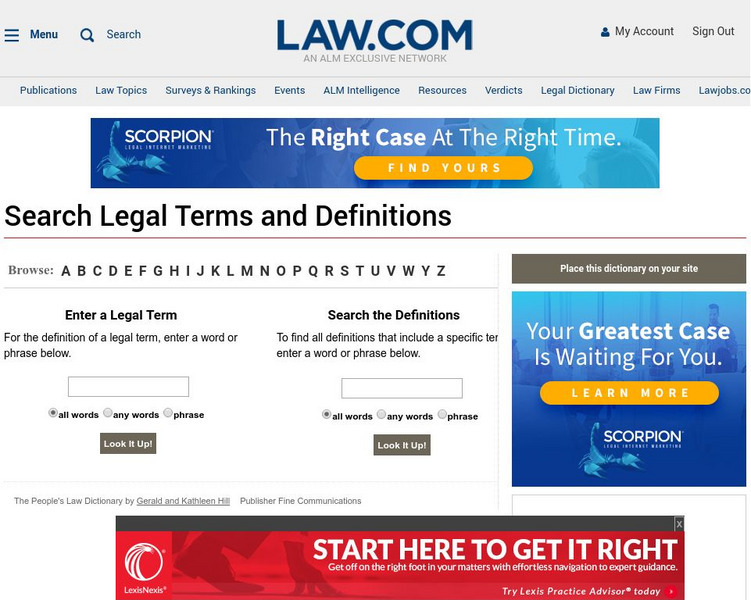Law.com: Dictionary Handout Law.com: Dictionary Handout