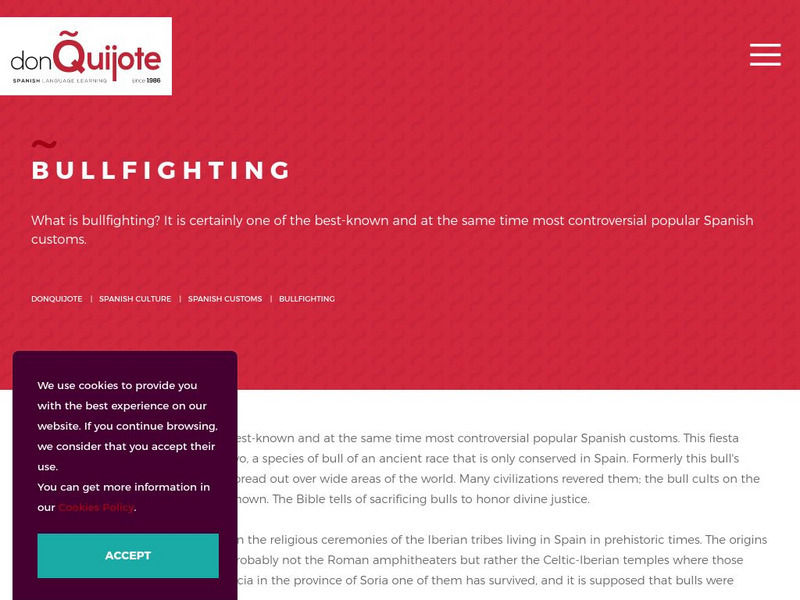Don Quijote: Bullfighting in Spain Website Don Quijote: Bullfighting in Spain Website