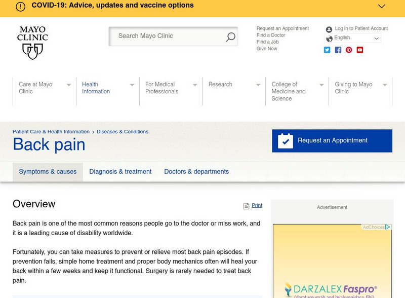 Mayo Clinic: Back Pain Handout