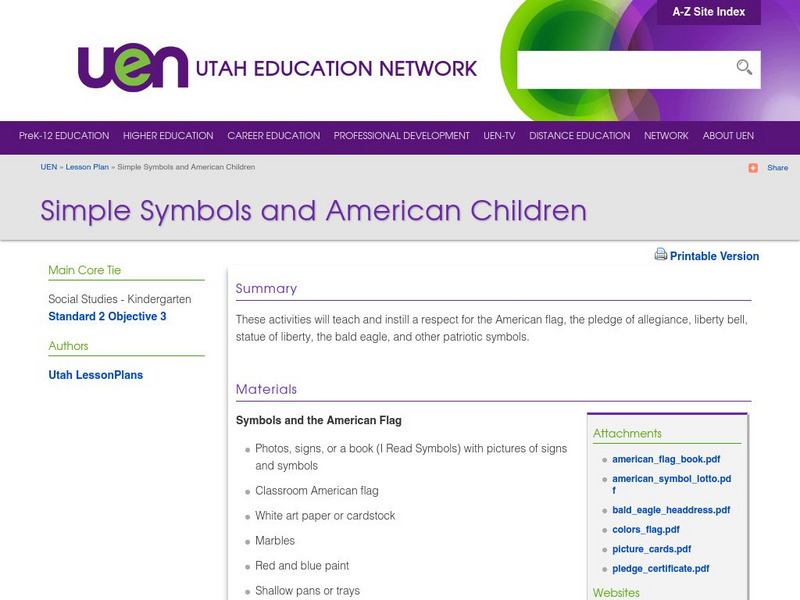 Uen: Simple Symbols and American Children Lesson Plan Uen: Simple Symbols and American Children Lesson Plan