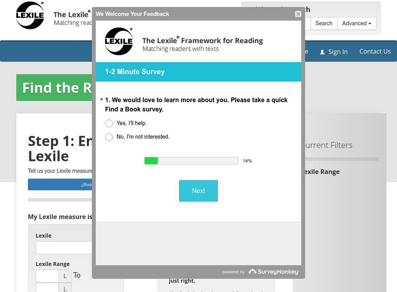 Lexile: The Lexile Framework for Reading: Find a Book Activity for ...