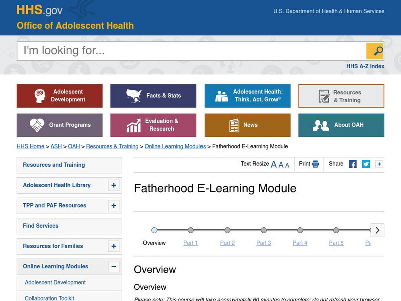 U.s. Department of Health and Human Services: Fatherhood. E Learning Mod Unit Plan U.s. Department of Health and Human Services: Fatherhood. E Learning Mod Unit Plan