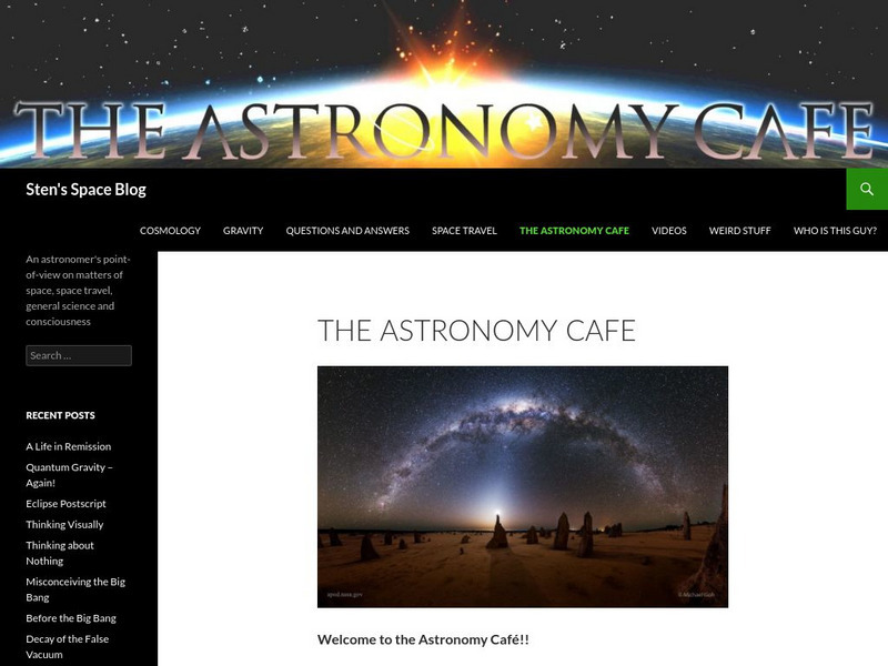 The Astronomy Cafe Website for 9th 10th Grade Lesson