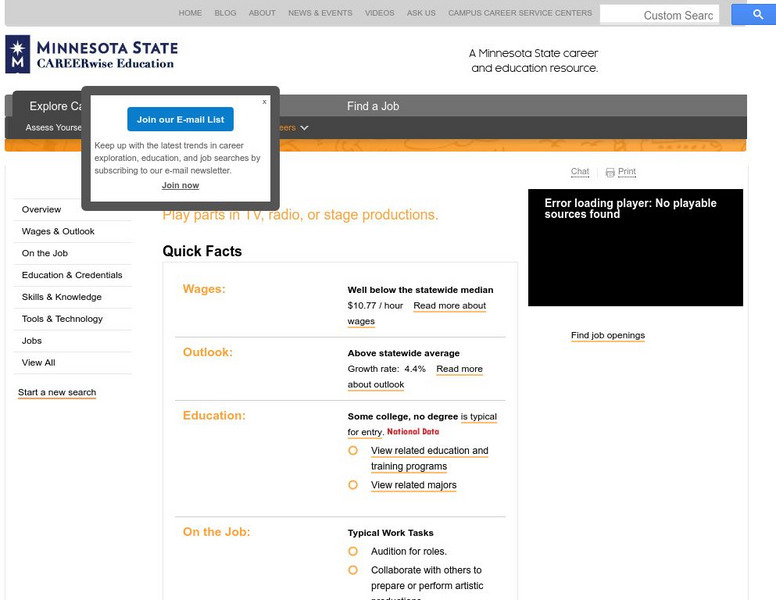 Careerwise Education: Actors Handout