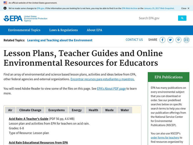 Epa: Lesson Plans, Teacher Guides and Online Resources for Educators Professional Doc Epa: Lesson Plans, Teacher Guides and Online Resources for Educators Professional Doc