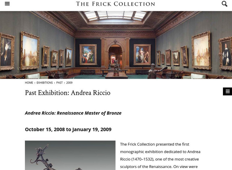 Frick Collection: Andrea Riccio: Renaissance Master of Bronze Website