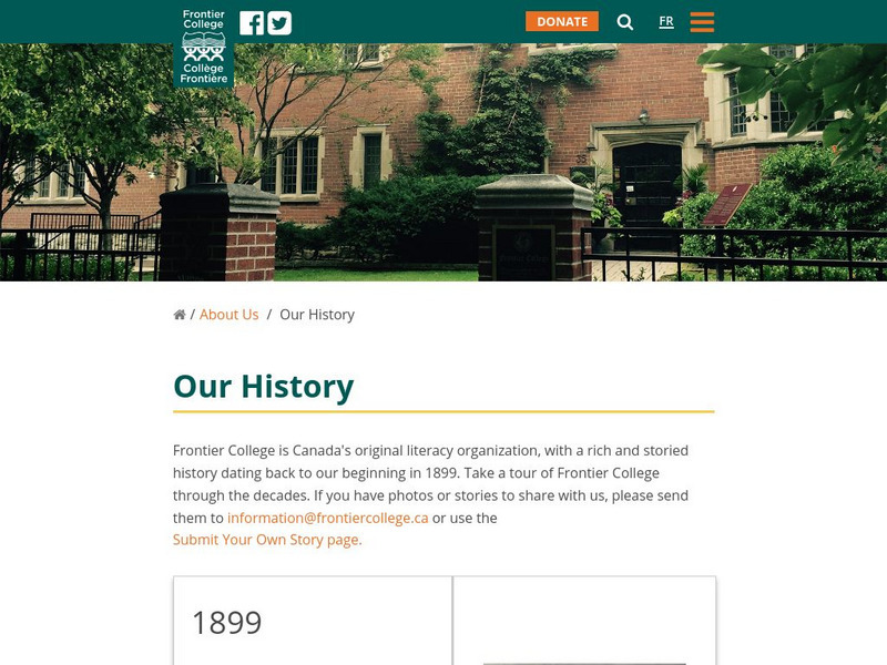 Frontier College: Our History Website