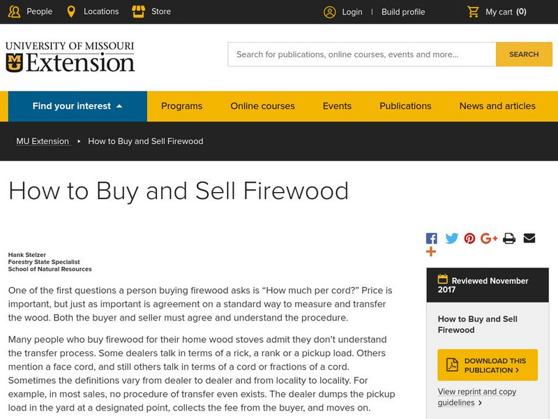 University of Missouri: How to Buy and Sell Cordwood Professional Doc