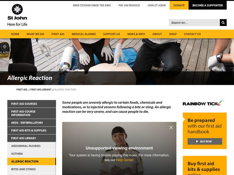 St. John: First Aid Tips for Allergic Reactions Article St. John: First Aid Tips for Allergic Reactions Article