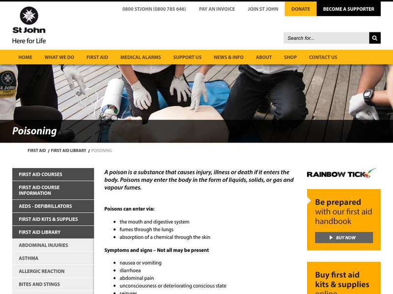 St. John: First Aid Tips for Poisoning Article
