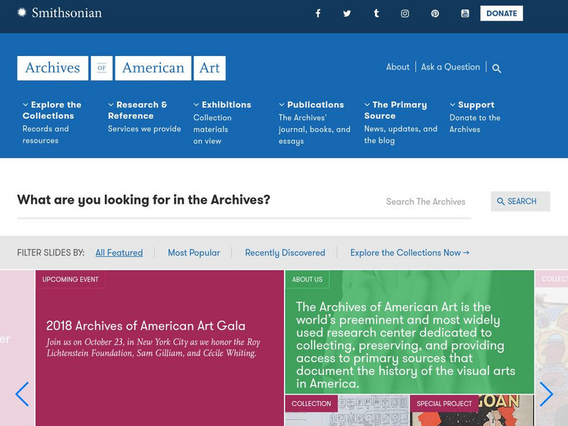 Smithsonian Archives of American Art Website Smithsonian Archives of American Art Website