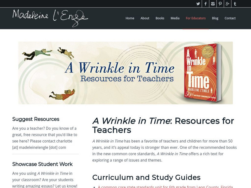 Madeleine L'engle: A Wrinkle in Time: Resources for Teachers Lesson Plan Madeleine L'engle: A Wrinkle in Time: Resources for Teachers Lesson Plan