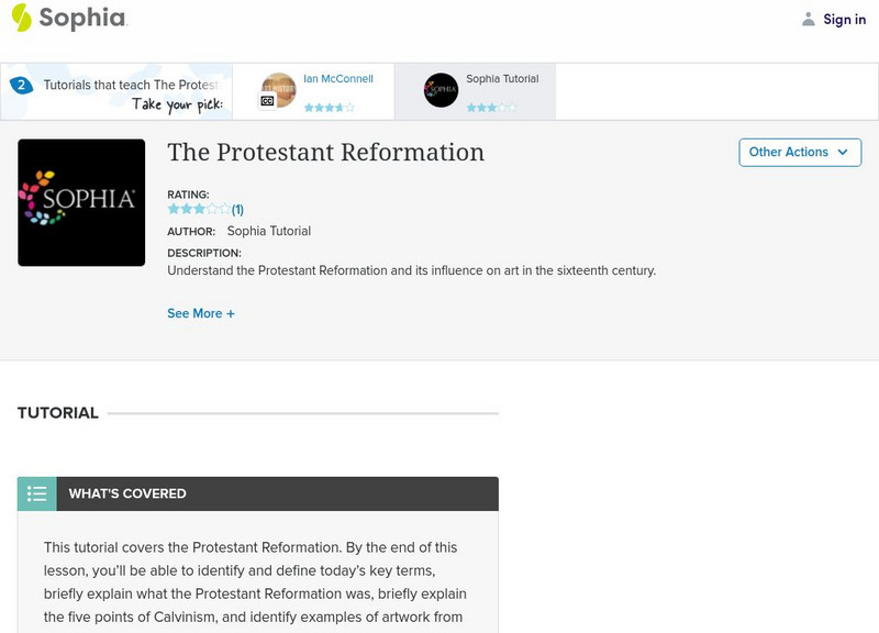 Sophia: The Protestant Reformation Unit Plan Sophia: The Protestant Reformation Unit Plan