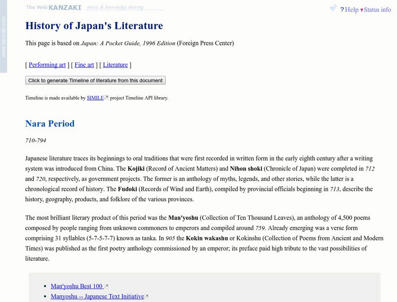 Kanzaki: History of Japan's Literature Website Kanzaki: History of Japan's Literature Website