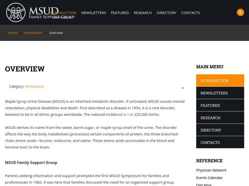 Maple Syrup Urine Disease: An Overview Article Maple Syrup Urine Disease: An Overview Article