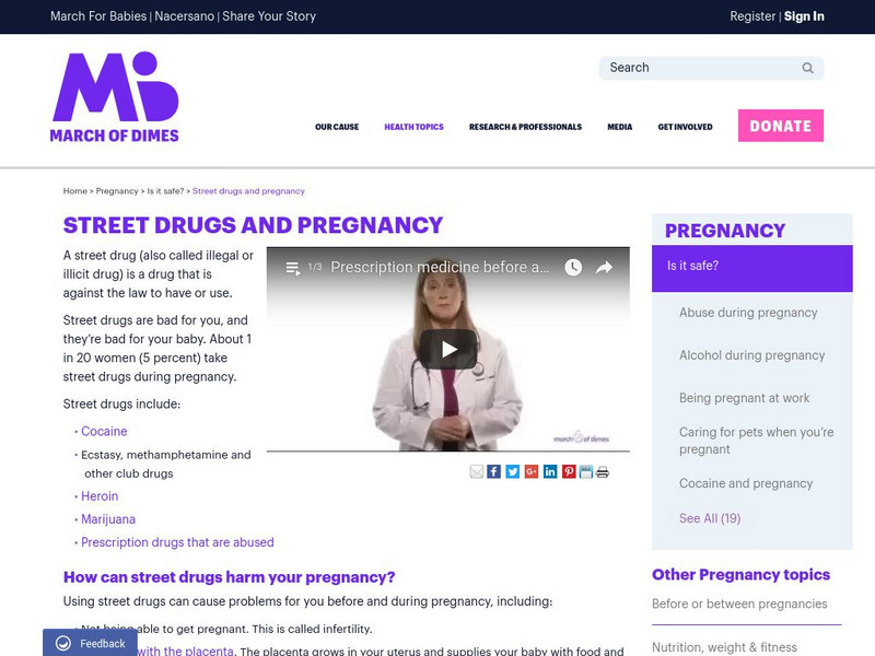 March of Dimes: Illicit Drug Use During Pregnancy Article