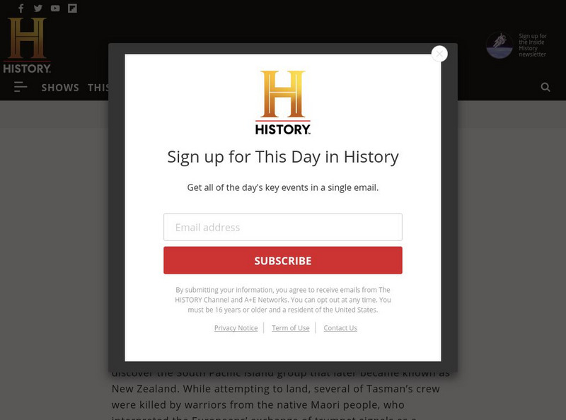 History.com: This Day in History: British Colonists Reach New Zealand Article History.com: This Day in History: British Colonists Reach New Zealand Article