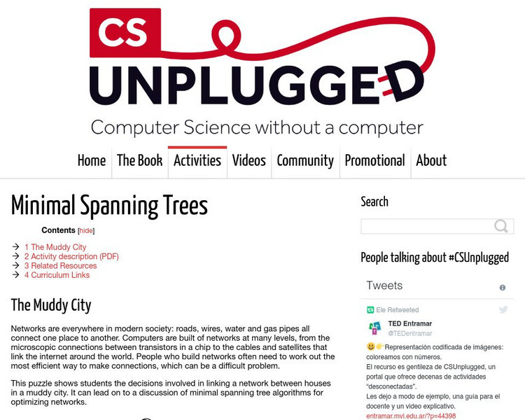 University of Canterbury: Cs Unplugged: Minimal Spanning Trees Lesson Plan University of Canterbury: Cs Unplugged: Minimal Spanning Trees Lesson Plan