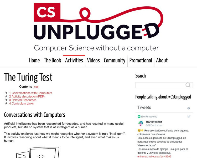 University of Canterbury: Cs Unplugged: The Turing Test Lesson Plan University of Canterbury: Cs Unplugged: The Turing Test Lesson Plan