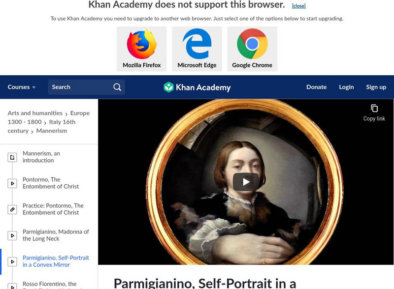 Khan Academy: Art History: Parmigianino's Self Portrait in a Convex Mirror Instructional Video Khan Academy: Art History: Parmigianino's Self Portrait in a Convex Mirror Instructional Video