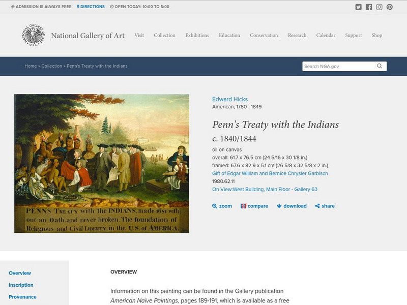 National Gallery of Art: Edward Hicks, "Penn's Treaty With the Indians" Graphic National Gallery of Art: Edward Hicks, "Penn's Treaty With the Indians" Graphic