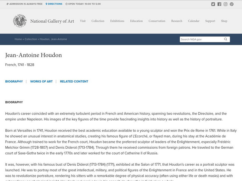 National Gallery of Art: Jean Antoine Houdon Website National Gallery of Art: Jean Antoine Houdon Website