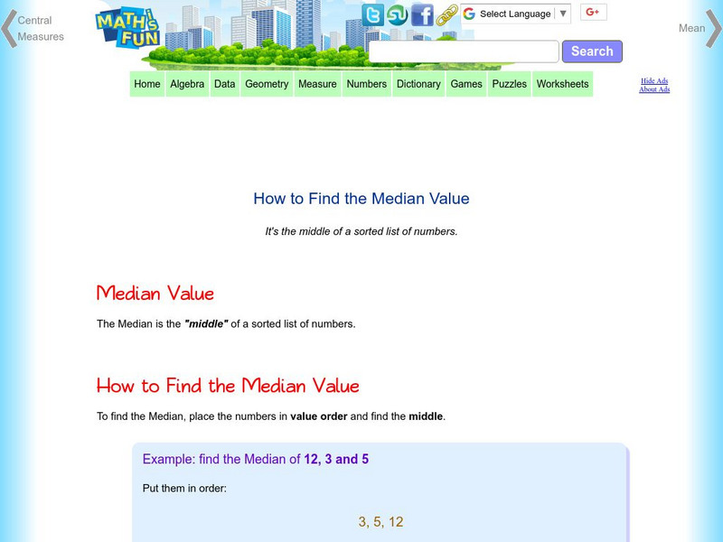 Math Is Fun: How to Find the Median Value Activity Math Is Fun: How to Find the Median Value Activity