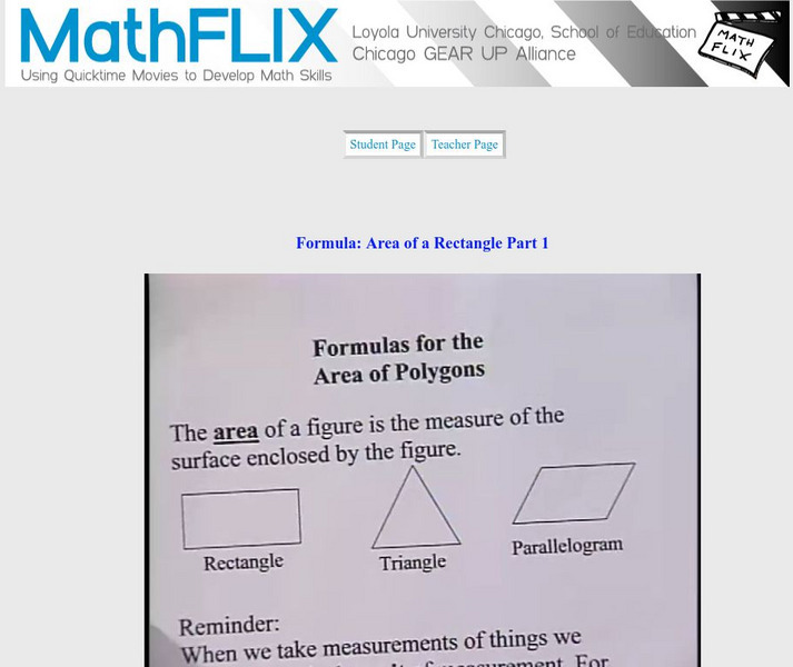 Math Flix: Formula Area of a Rectangle Part 1 Instructional Video Math Flix: Formula Area of a Rectangle Part 1 Instructional Video
