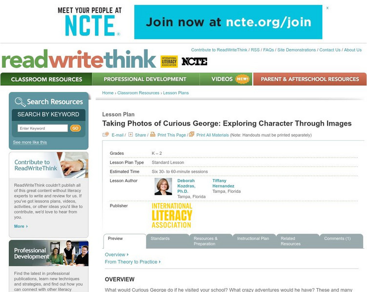 Read Write Think: Exploring Character Through Images Lesson Plan