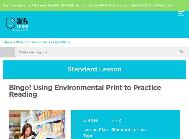 Read Write Think: Bingo! Using Environmental Print to Practice Reading Lesson Plan Read Write Think: Bingo! Using Environmental Print to Practice Reading Lesson Plan