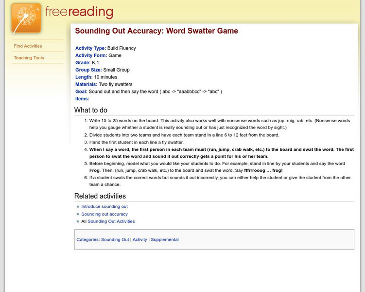 Free Reading: Word Swatter Game: Sounding Out Accuracy Lesson Plan Free Reading: Word Swatter Game: Sounding Out Accuracy Lesson Plan
