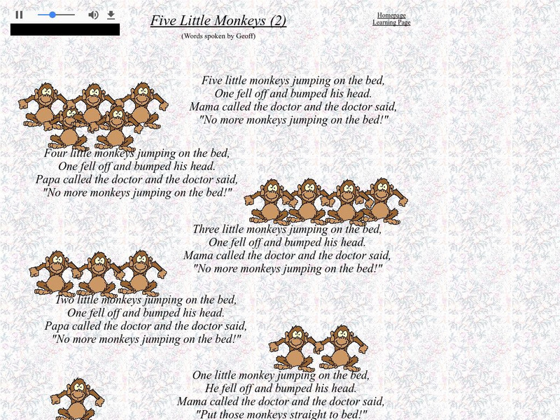 Nursery Rhymes 4 U: "Five Little Monkeys" Website Nursery Rhymes 4 U: "Five Little Monkeys" Website