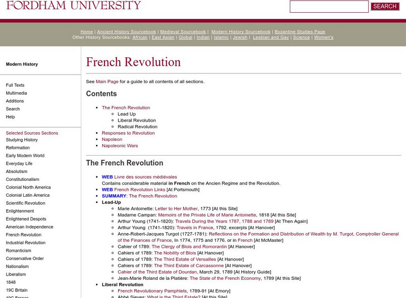Fordham University: Modern History Sourcebook: French Revolution Primary Fordham University: Modern History Sourcebook: French Revolution Primary