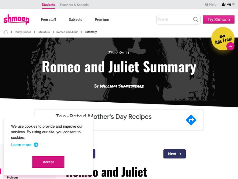 Shmoop: Romeo and Juliet Summary Activity