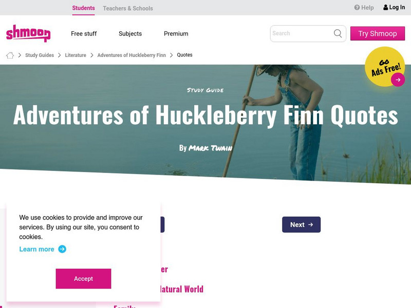 Shmoop: Adventures of Huckleberry Finn Quotes Activity Shmoop: Adventures of Huckleberry Finn Quotes Activity