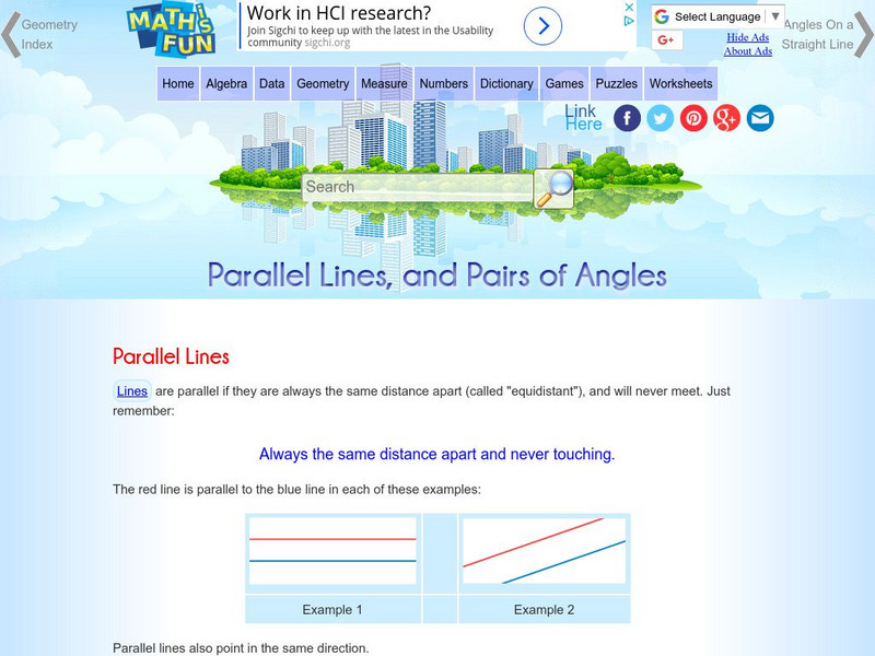 Math Is Fun: Parallel Lines Interactive Math Is Fun: Parallel Lines Interactive