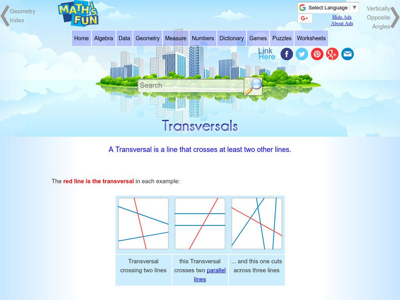 Math Is Fun: Transversals Activity Math Is Fun: Transversals Activity