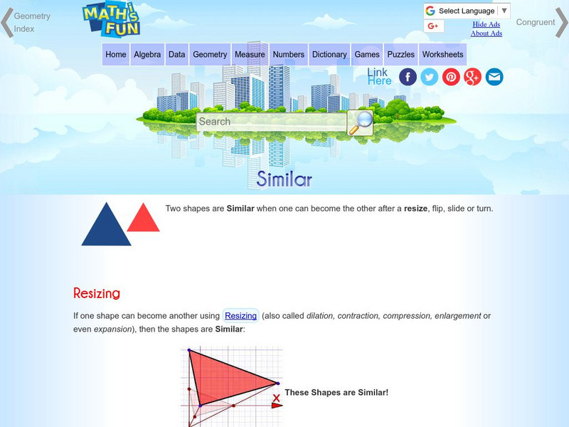 Math Is Fun: Similar Activity Math Is Fun: Similar Activity