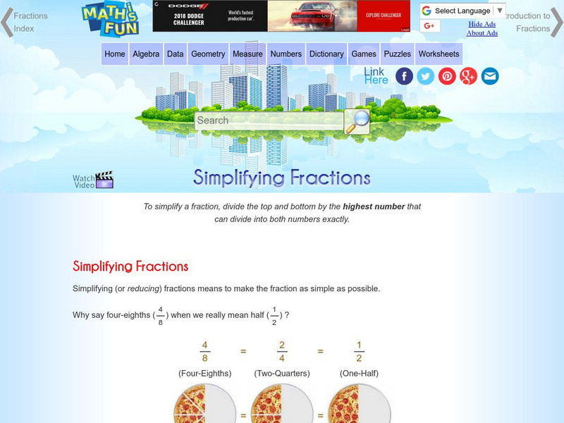 Math Is Fun: Simplifying Fractions Unit Plan Math Is Fun: Simplifying Fractions Unit Plan