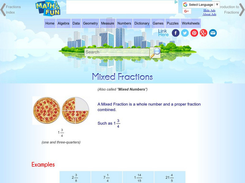 Math Is Fun: Mixed Fractions Activity Math Is Fun: Mixed Fractions Activity