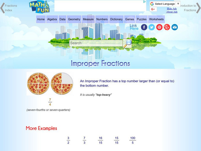 Math Is Fun: Improper Fractions Handout Math Is Fun: Improper Fractions Handout