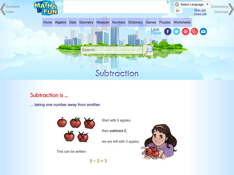 Math Is Fun: Subtraction Activity Math Is Fun: Subtraction Activity