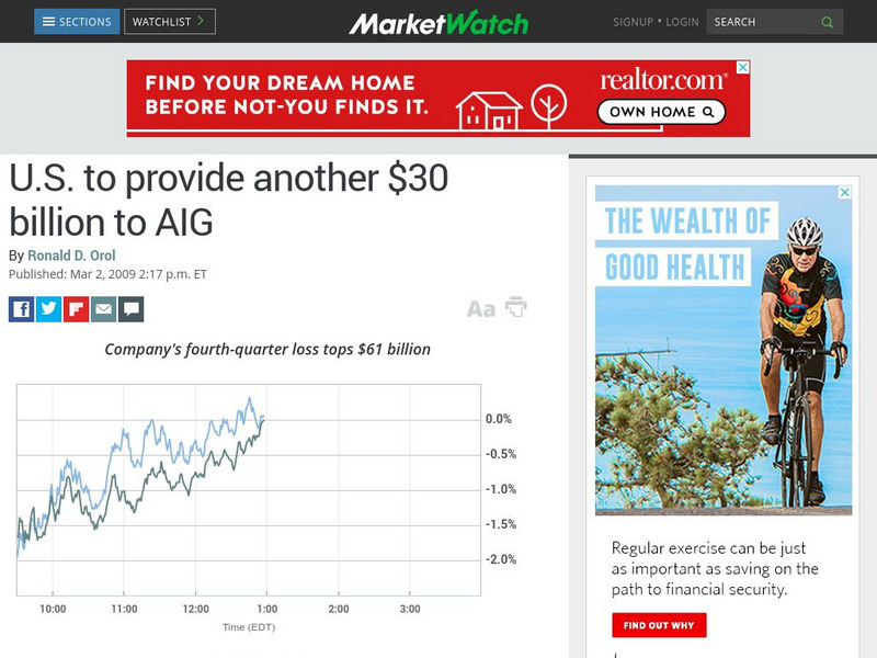 Market watch.inc: u.s. To Provide Another $30 Billion to Aig Article Market watch.inc: u.s. To Provide Another $30 Billion to Aig Article