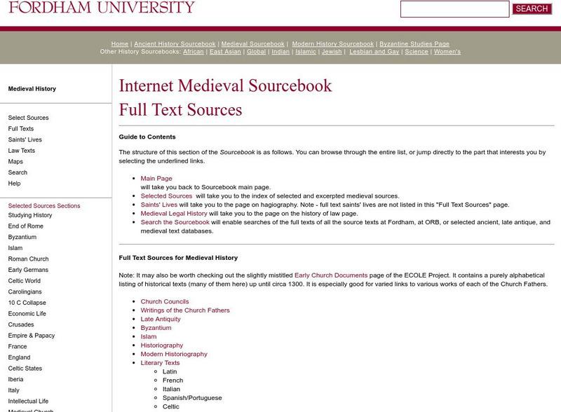 Fordham University: Medieval Sourcebook: Internet Medieval Sourcebook eBook Fordham University: Medieval Sourcebook: Internet Medieval Sourcebook eBook