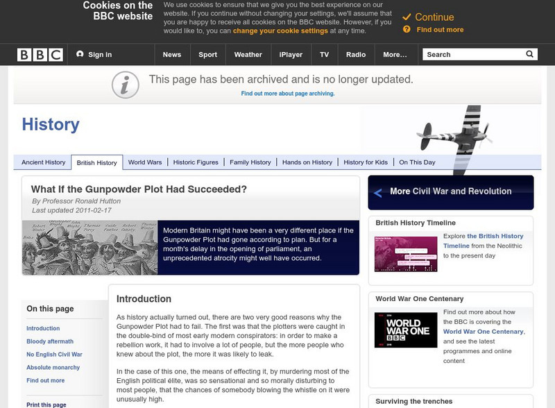 Bbc History: British History: Civil War: If the Gunpowder Plot Had Succeeded? Handout Bbc History: British History: Civil War: If the Gunpowder Plot Had Succeeded? Handout